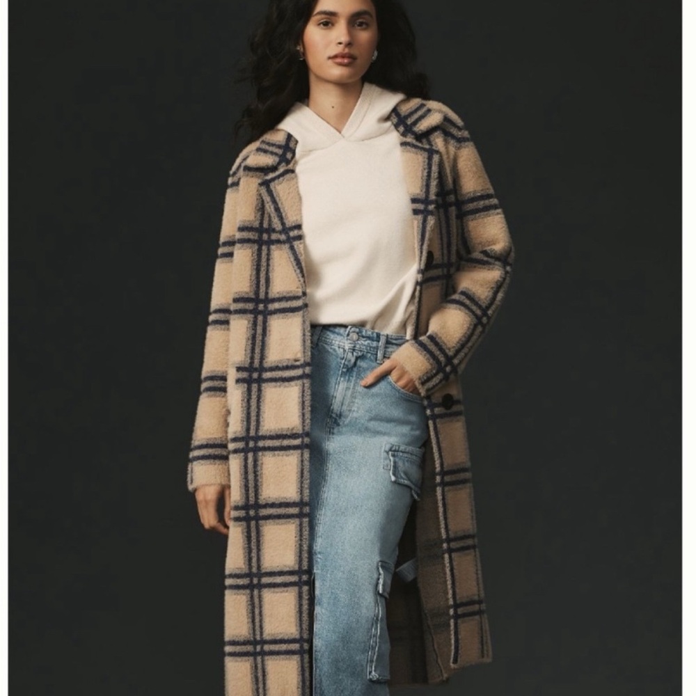Anthropologie NVLT Windowpane Coatigan - in Neutral Motif